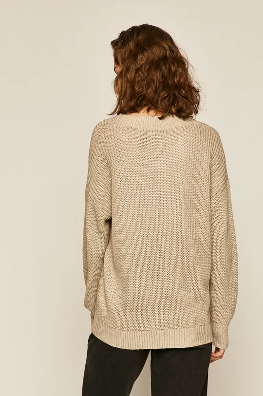Sweter damski ze spiczastym dekoltem beżowy 100 % Akryl