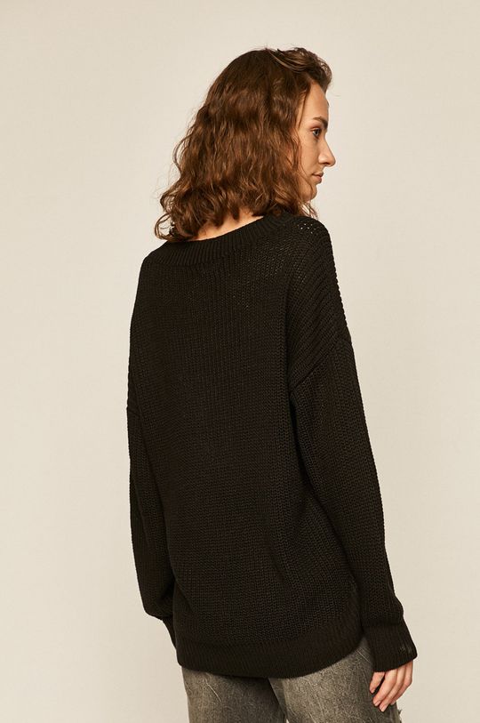 Sweter damski ze spiczastym dekoltem czarny 100 % Akryl