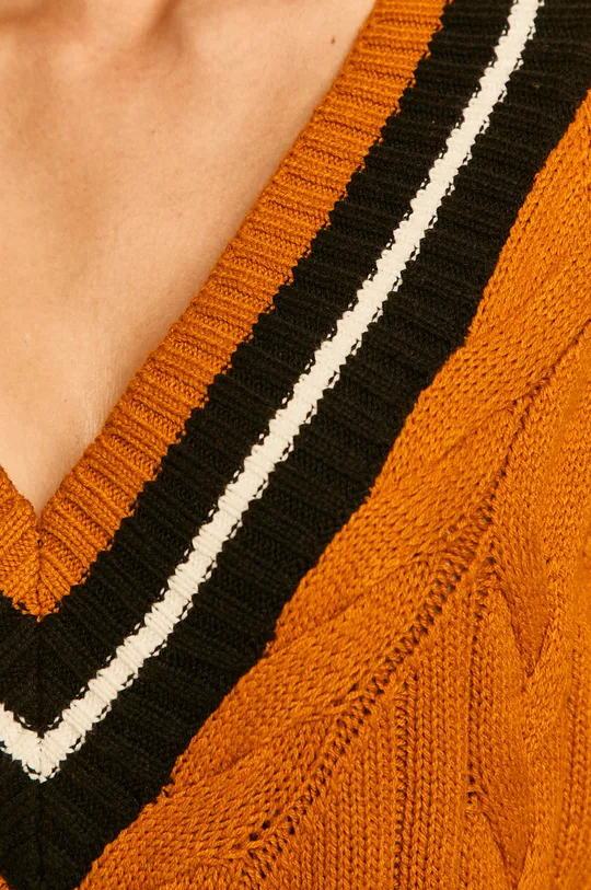 Sweter damski ze spiczastym dekoltem pomarańczowy Damski