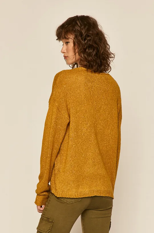 Sweter damski ze spiczastym dekoltem żółty 85 % Akryl, 15 % Poliester
