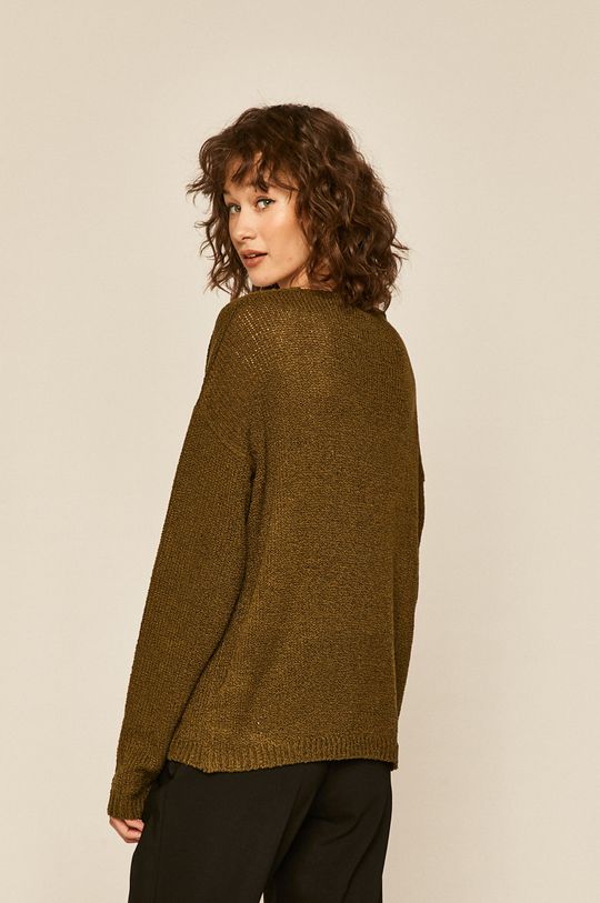 Sweter damski ze spiczastym dekoltem zielony 85 % Akryl, 15 % Poliester