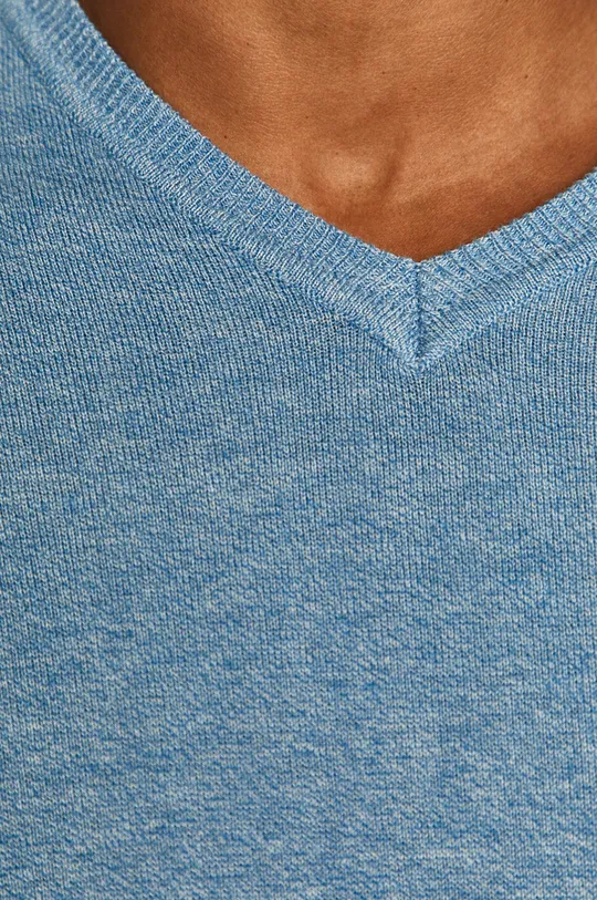 Sweter męski z dekoltem w serek niebieski Męski
