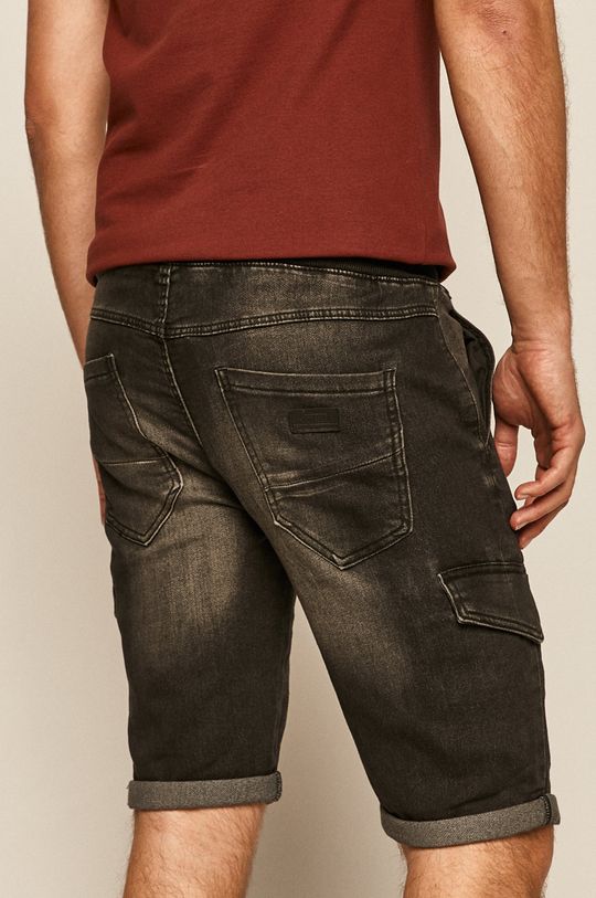 Szorty męskie jeansowe czarne 2 % Elastan, 98 % Bawełna