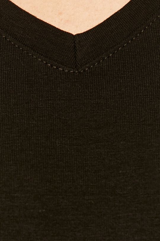 T-shirt damski ze spiczastym dekoltem czarny Damski