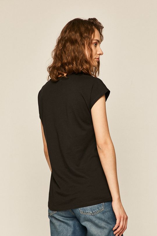 T-shirt damski z transparentnymi wstawkami czarny 100 % Bawełna