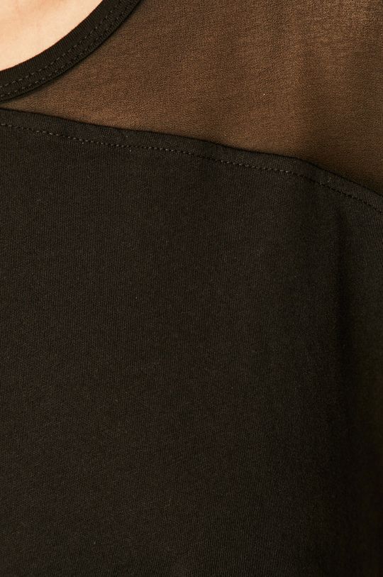 T-shirt damski z transparentnymi wstawkami czarny Damski