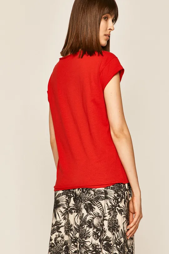T-shirt damski gładki czerwony 100 % Bawełna