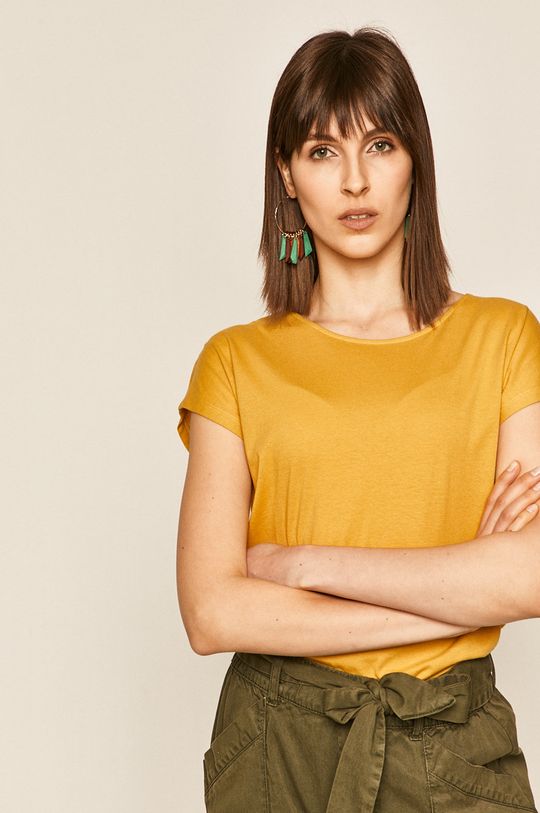 T-shirt damski z bawełny organicznej żółty 100 % Bawełna organiczna