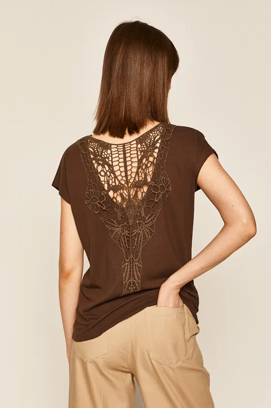 brązowy T-shirt damski z bawełny organicznej brązowy Damski