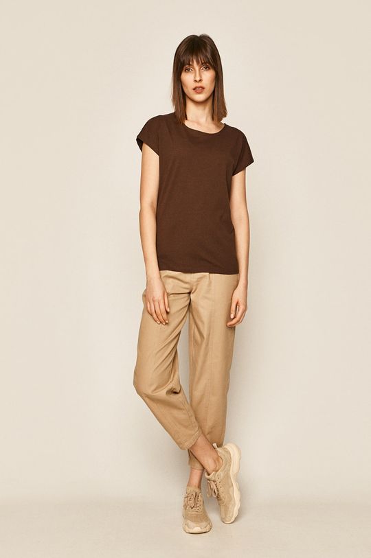 T-shirt damski z bawełny organicznej brązowy brązowy