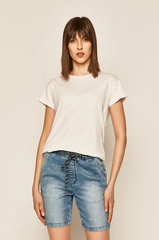 T-shirt damski gładki biały 100 % Bawełna