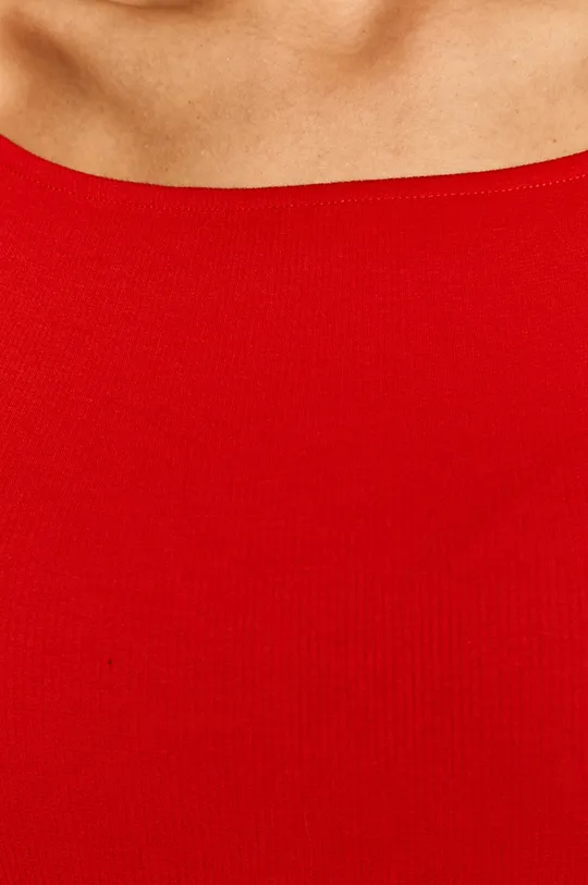 T-shirt damski z z dekoltem typu łódka czerwony Damski