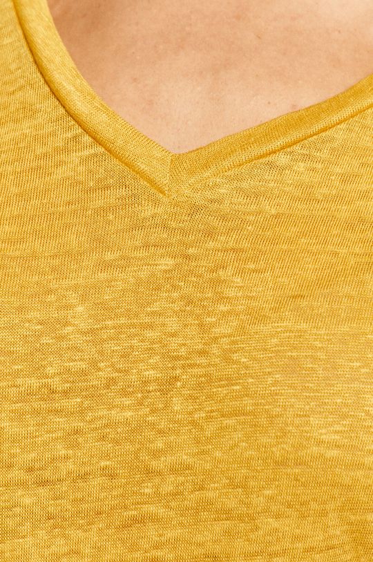 T-shirt damski lniany żółty Damski