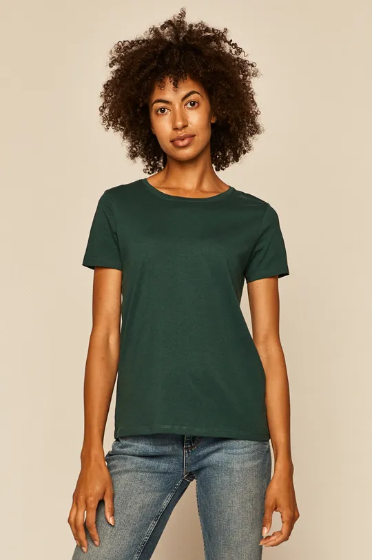 turkusowy T-shirt damski z bawełny organicznej zielony Damski