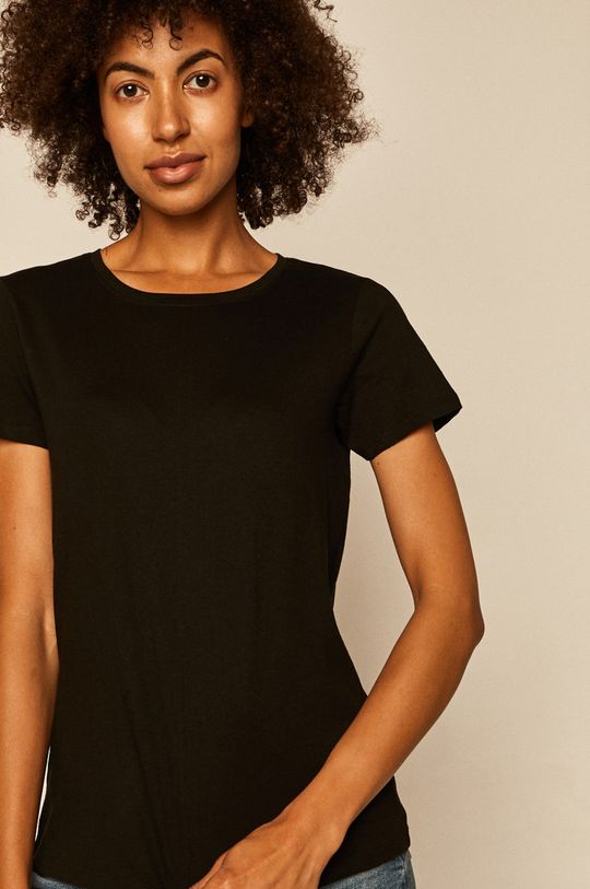 czarny T-shirt damski z bawełny organicznej czarny