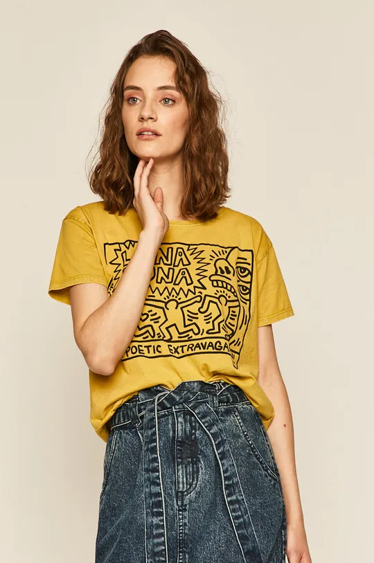 żółty T-shirt damski by Keith Haring żółty