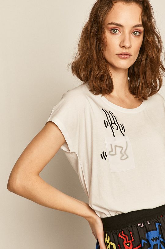 biały T-shirt damski by Keith Haring biały