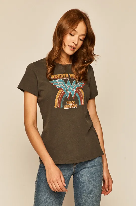 szary T-shirt damski Wonder Woman z nadrukiem szary Damski