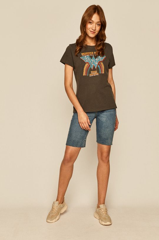 T-shirt damski Wonder Woman z nadrukiem szary szary
