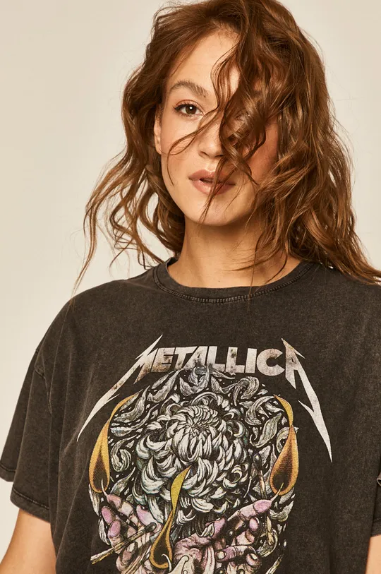 szary T-shirt damski Metallica z nadrukiem szary