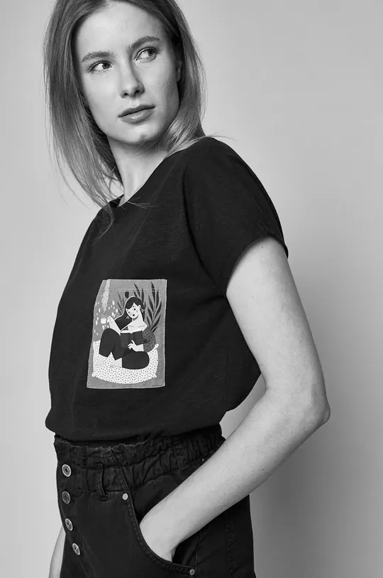 czarny T-shirt damski by Joanna Wójtowicz czarny