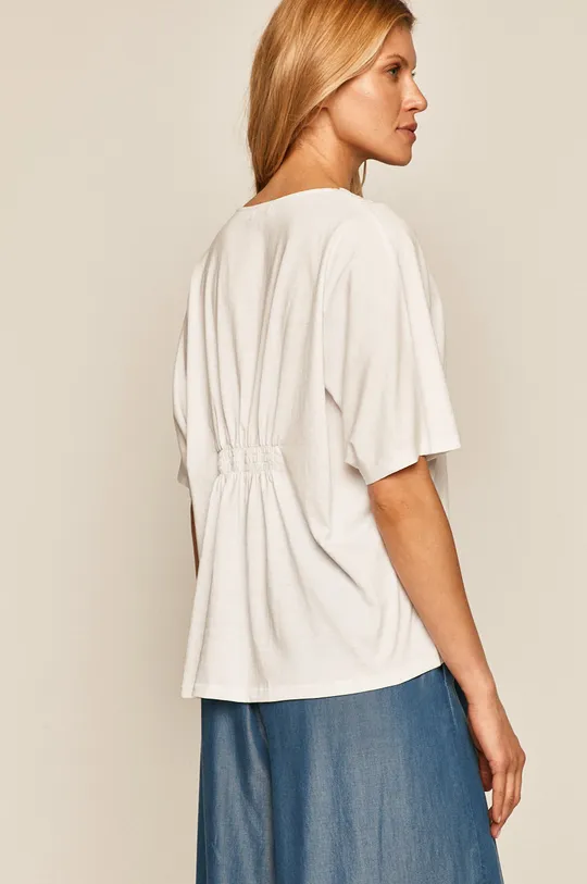 T-shirt damski z koronkową aplikacją biały 100 % Bawełna