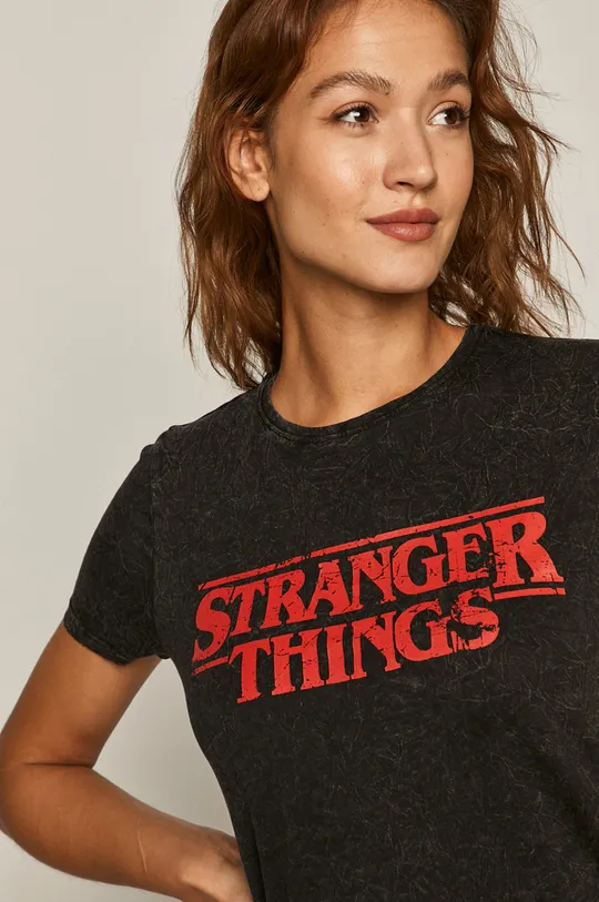 T-shirt damski z nadrukiem Stranger Things szary Damski