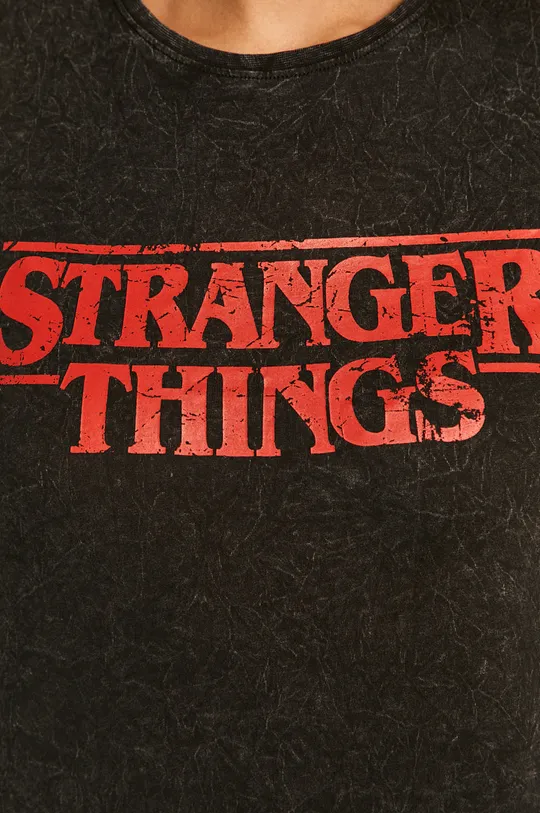 T-shirt damski z nadrukiem Stranger Things szary