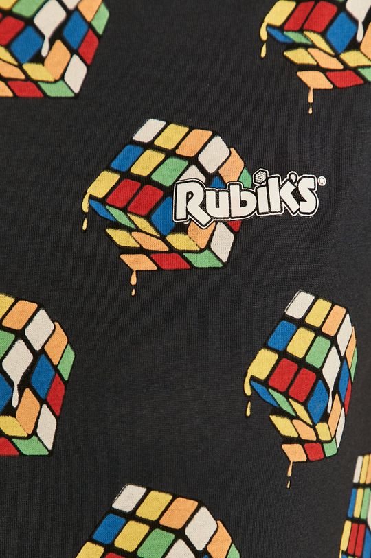 T-shirt damski z nadrukiem Kostka Rubika czarny