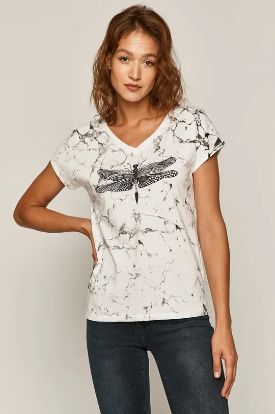 biały T-shirt damski by Kasia Walentynowicz, Zagrywki biały