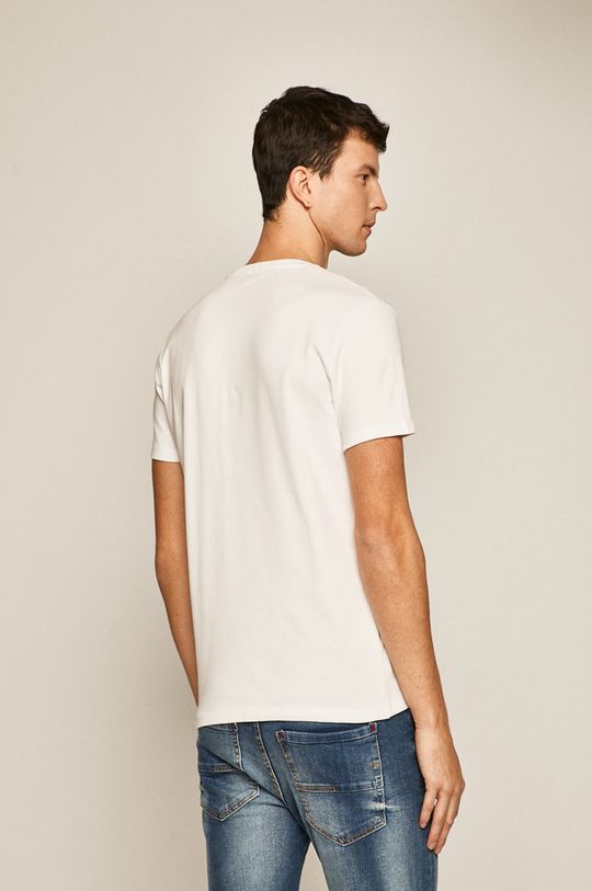 T-shirt męski z okrągłym dekoltem biały  98 % Bawełna, 2 % Elastan