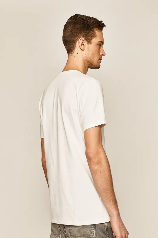 T-shirt męski biały 95 % Bawełna, 5 % Elastan