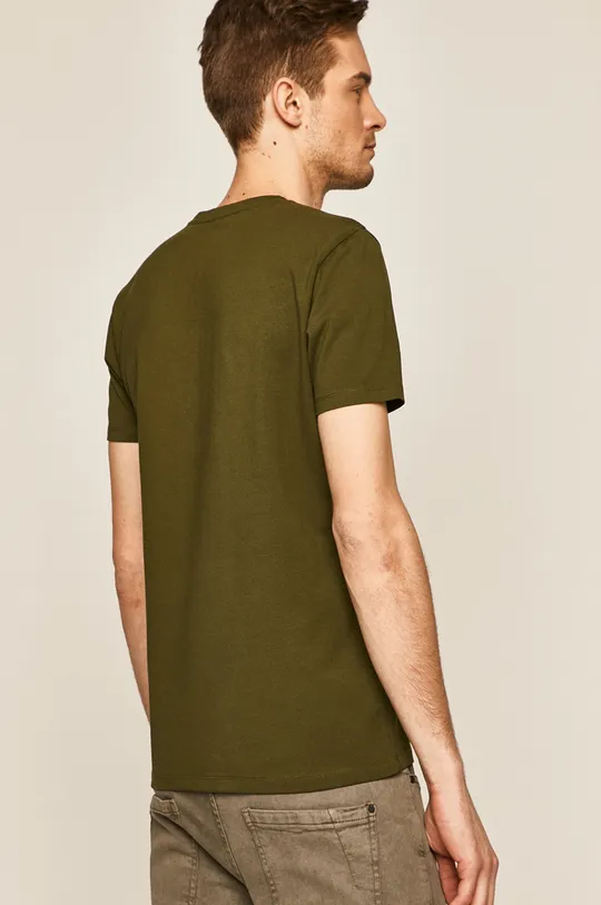 T-shirt męski zielony 95 % Bawełna, 5 % Elastan