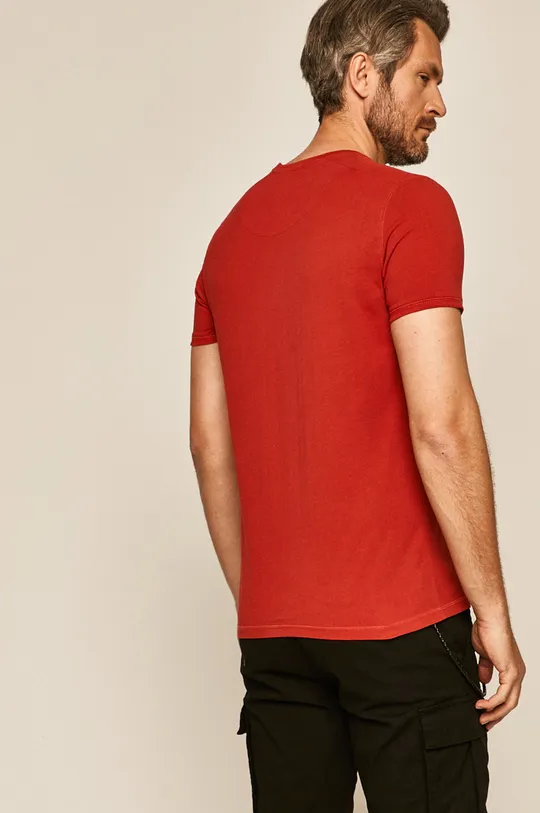 T-shirt męski z kieszonką czerwony 100 % Bawełna