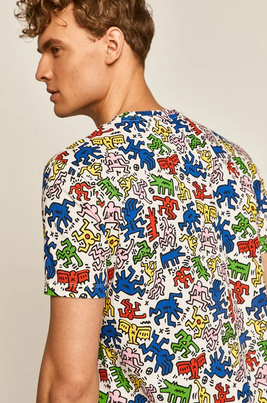 T-shirt męski by Keith Haring biały 100 % Bawełna