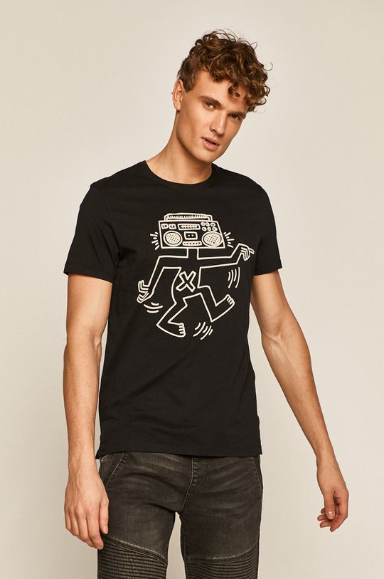 czarny T-shirt męski by Keith Haring czarny