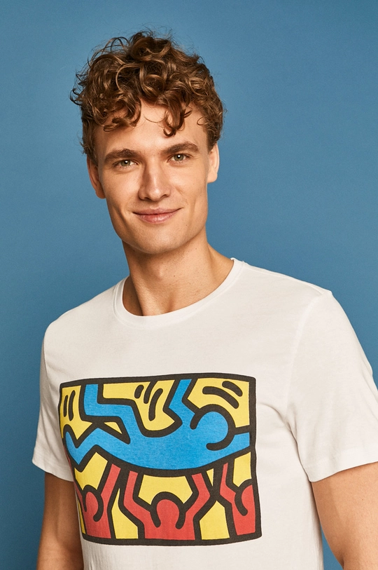 biały T-shirt męski by Keith Haring biały Męski