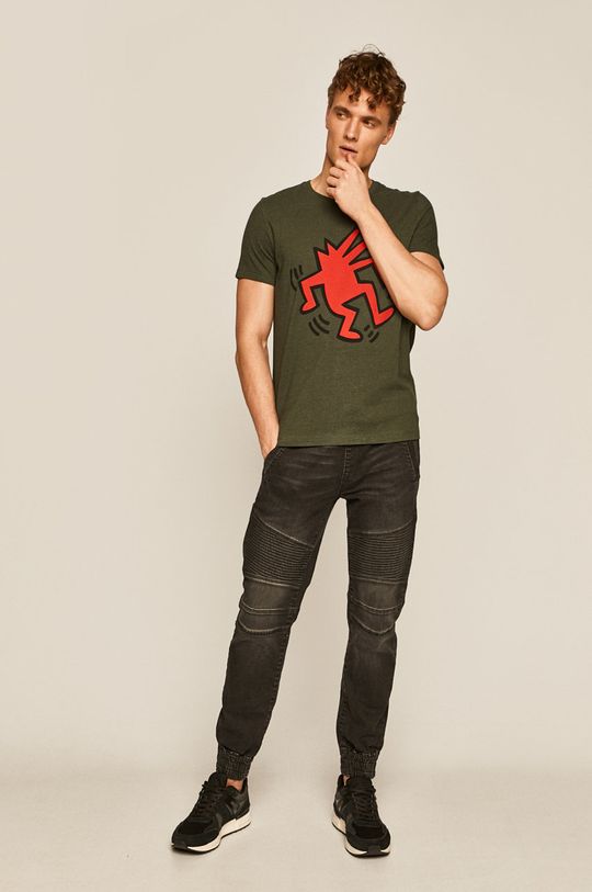 T-shirt męski by Keith Haring zielony brązowa zieleń
