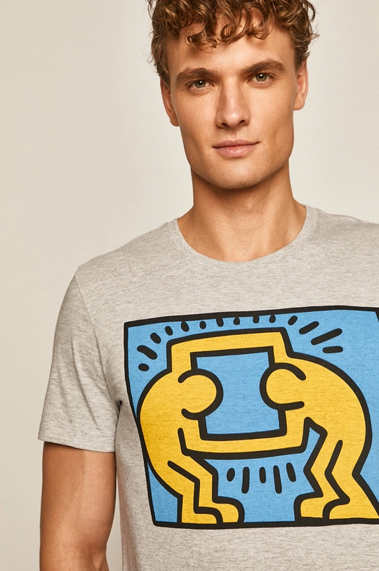 szary T-shirt męski by Keith Haring szary