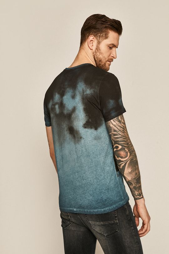 T-shirt męski wzorzysty niebieski 100 % Bawełna