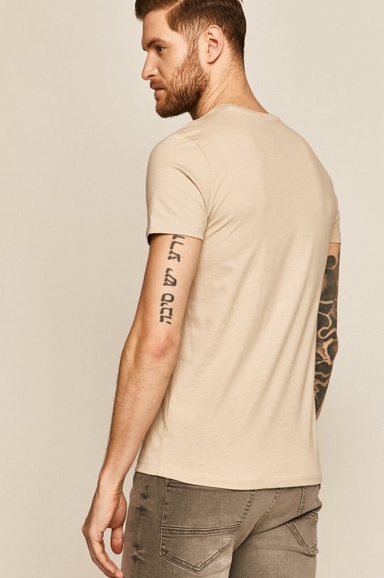 Bawełniany t-shirt męski z nadrukiem beżowy 100 % Bawełna