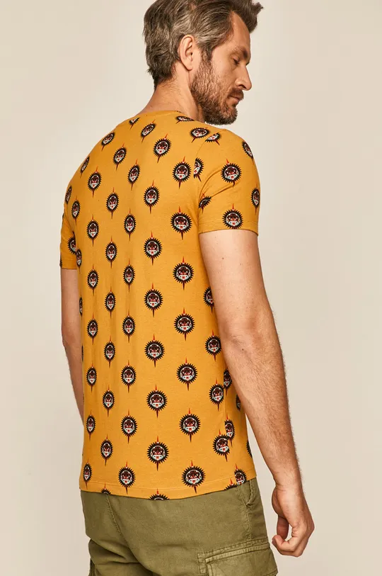 T-shirt męski wzorzysty żółty 100 % Bawełna