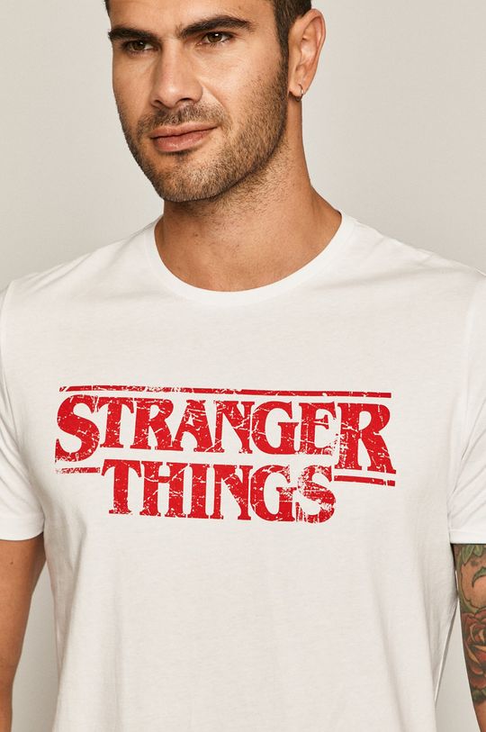 biały T-shirt męski z nadrukiem Stranger Things biały