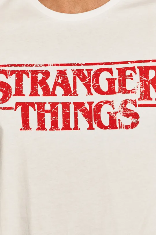 T-shirt męski z nadrukiem Stranger Things biały Męski