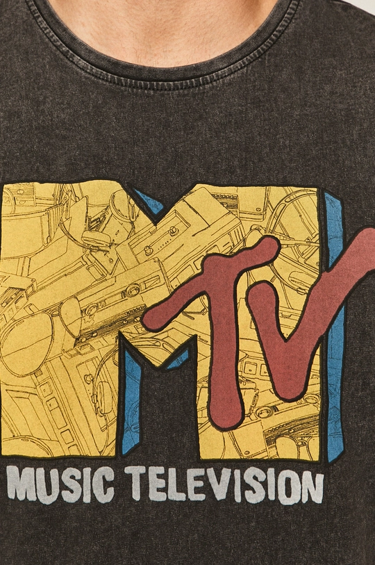 T-shirt męski z nadrukiem MTV czarny