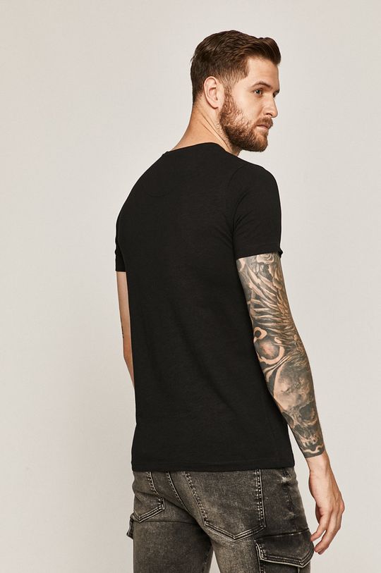 T-shirt męski gładki czarny 100 % Bawełna
