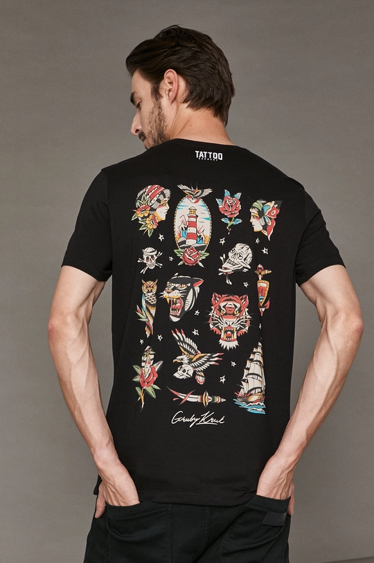 czarny T-shirt męski by Gruby Kruk, Tattoo Konwent czarny Męski