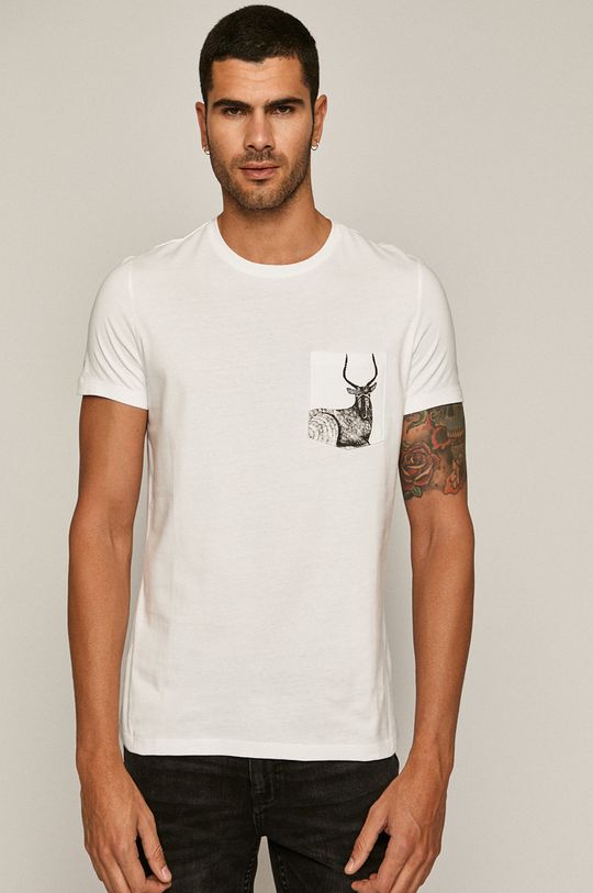 biały T-shirt męski by Kasia Walentynowicz, Zagrywki biały
