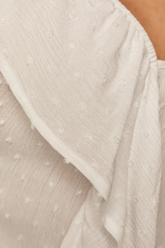 Bluzka damska z falbanką z tkaniny plumeti biała