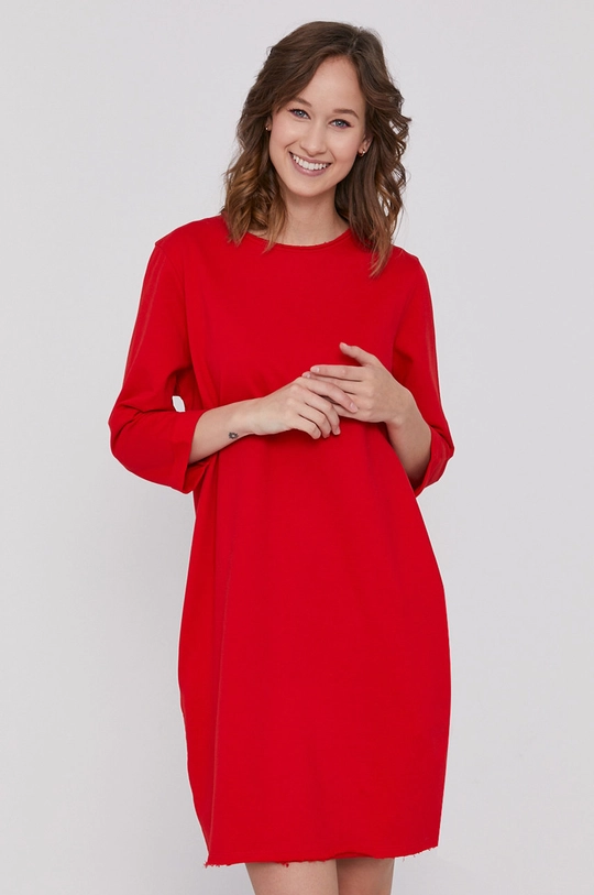 czerwony Długa bluza oversize czerwona Damski